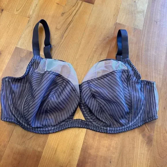 38H curvy Kate pin-up bra balcony underwire grey gray mesh sheer sexy like new - Picture 4 of 8